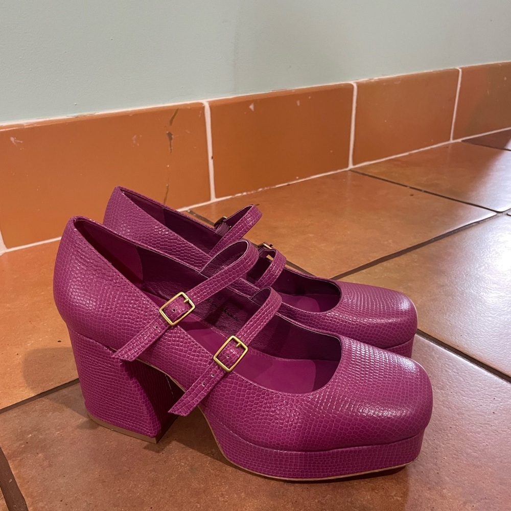 Women's Charlotte Stone Purple Mary Jane Platform Shoes - Picture 5 of 5